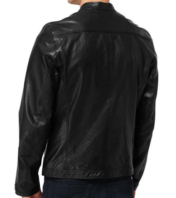 Men's Genuine Lambskin Black Leather Jacket - Short Leather Jacket