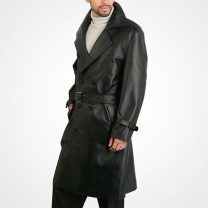 Men's Classic Genuine Leather Trench Coat