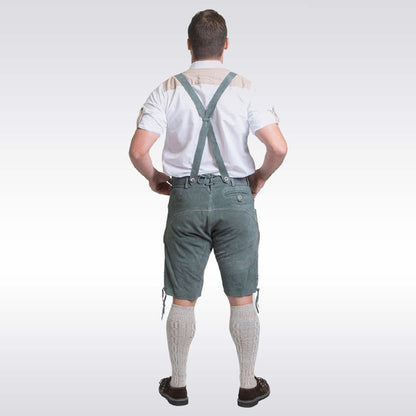 Men’s Grey Leather Lederhosen Shorts Set – Oktoberfest Outfit