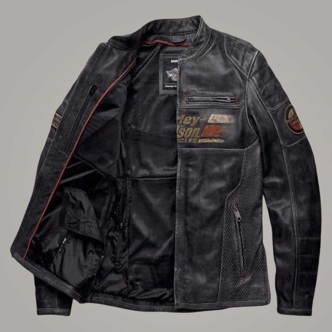 Men's Harley Davidson Astor Patches Distressed Leather Jacket