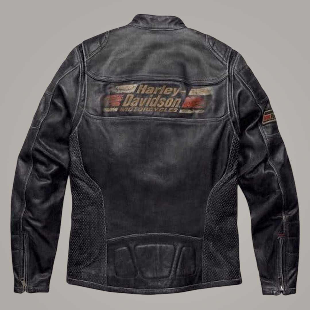 Men's Harley Davidson Astor Patches Distressed Leather Jacket