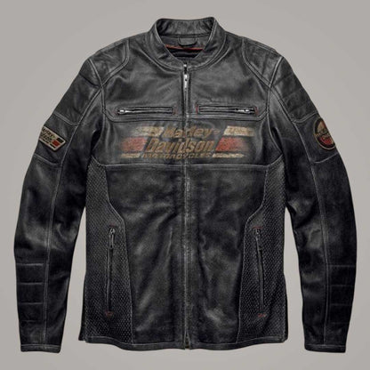 Men's Harley Davidson Astor Patches Distressed Leather Jacket