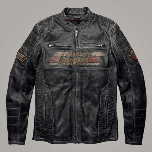 Men's Harley Davidson Astor Patches Distressed Leather Jacket