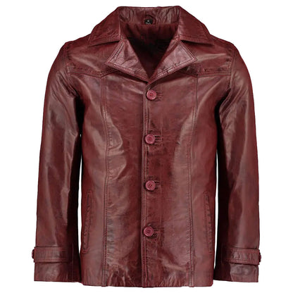 Men's Heist Red Wine Antique Vintage Leather Jacket