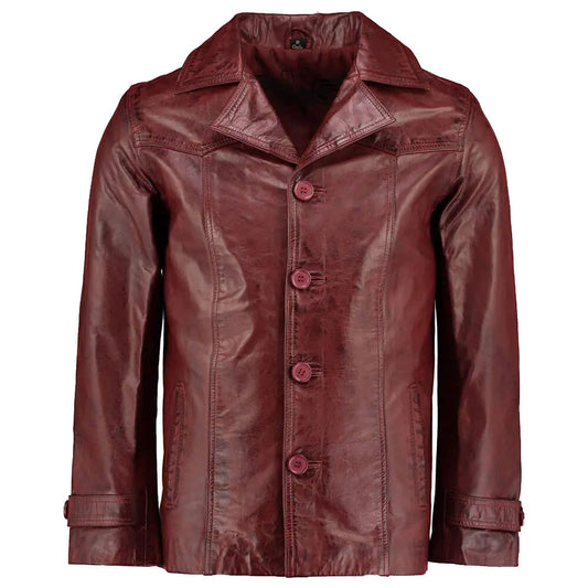 Men's Heist Red Wine Antique Vintage Leather Jacket
