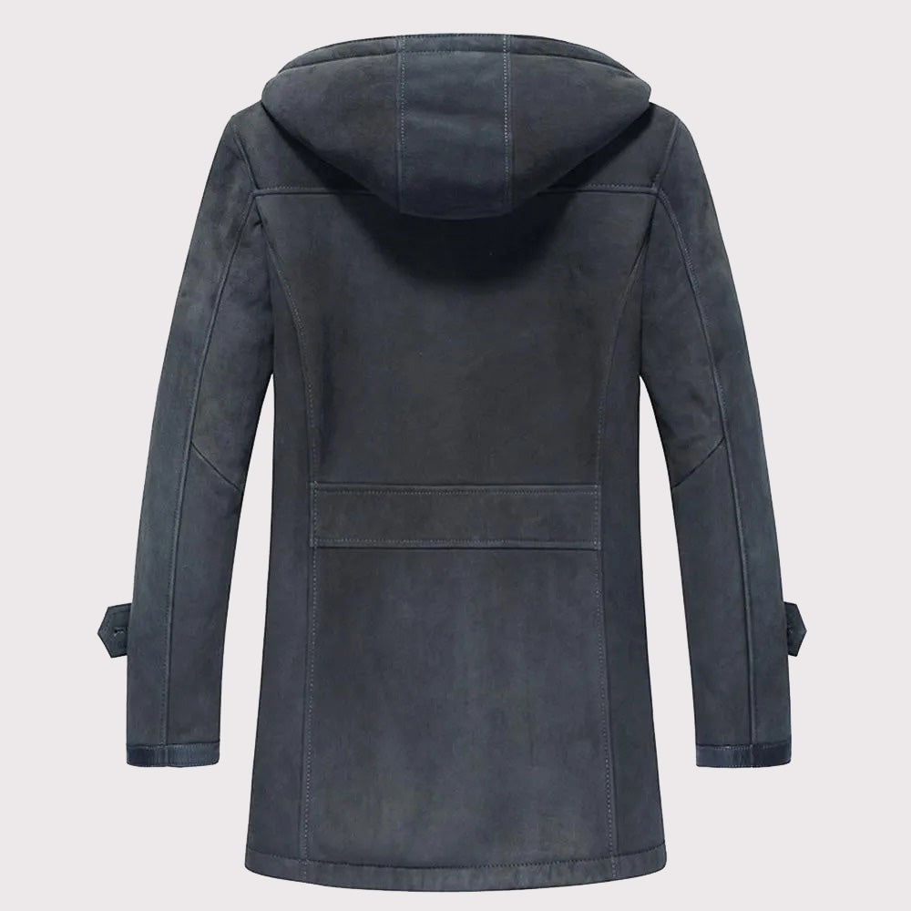 Men's Hooded Shearling Fur Coat - Warm Winter Jacket