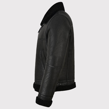 Men's Jet Black Shearling Jacket