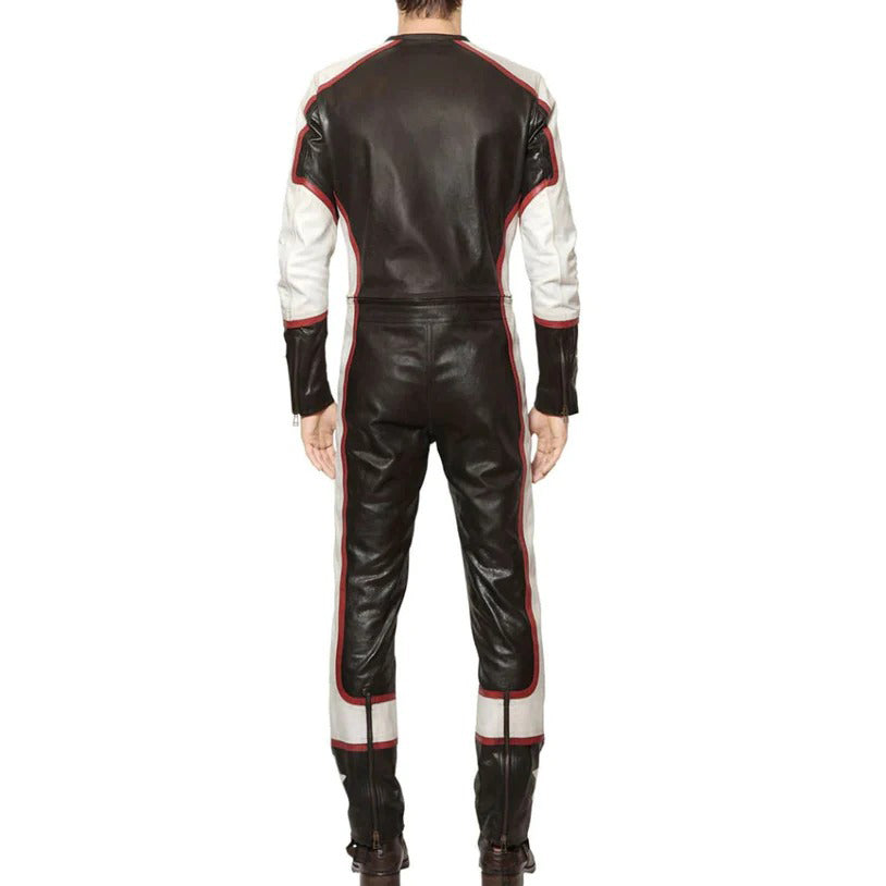 Men's Leather Racing Jumpsuit - High-performance Style