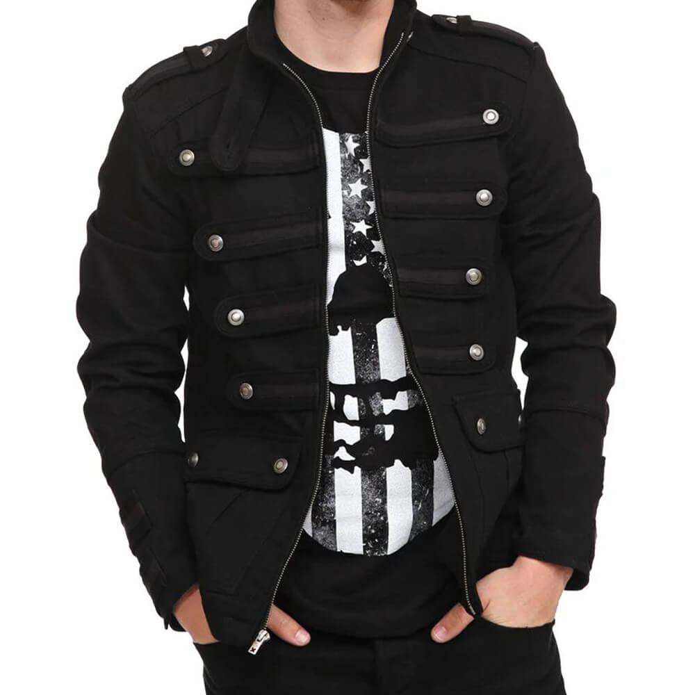 mens military goth band jacket