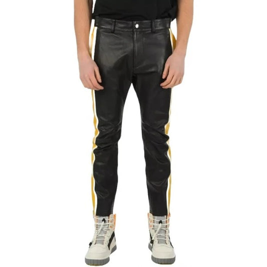 Men’s Multicolor Biker Leather Pants
