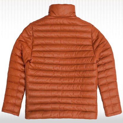 Men's New Fully Quilted Lambskin Leather Puffer Jacket