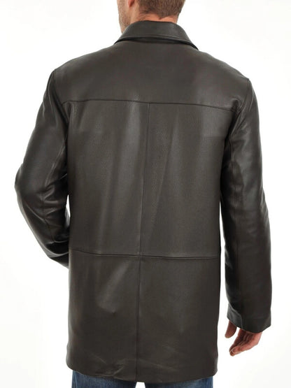 Premium Soft Lambskin Men's Leather Car Coat