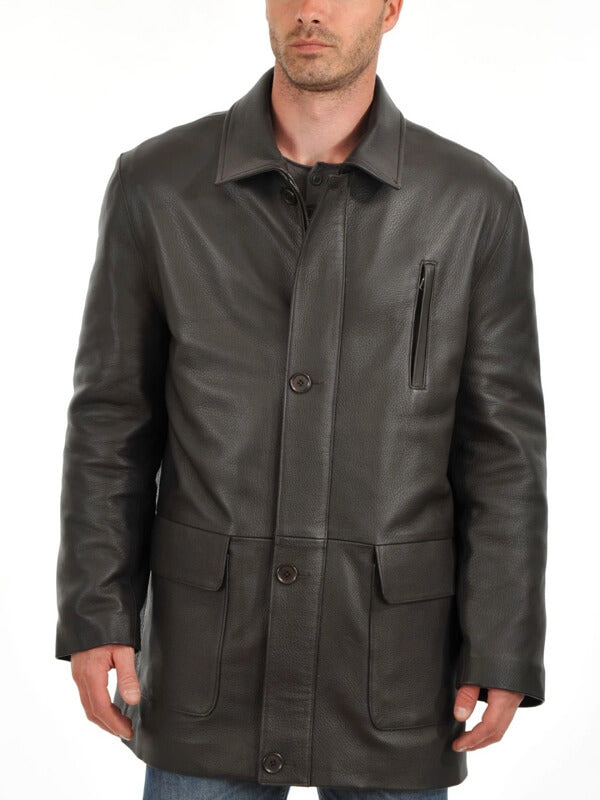 Men's Leather Car Coat - Premium Lambskin Leather Coat