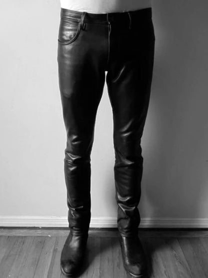 Men's Premium Lightweight Genuine Black Leather Pants