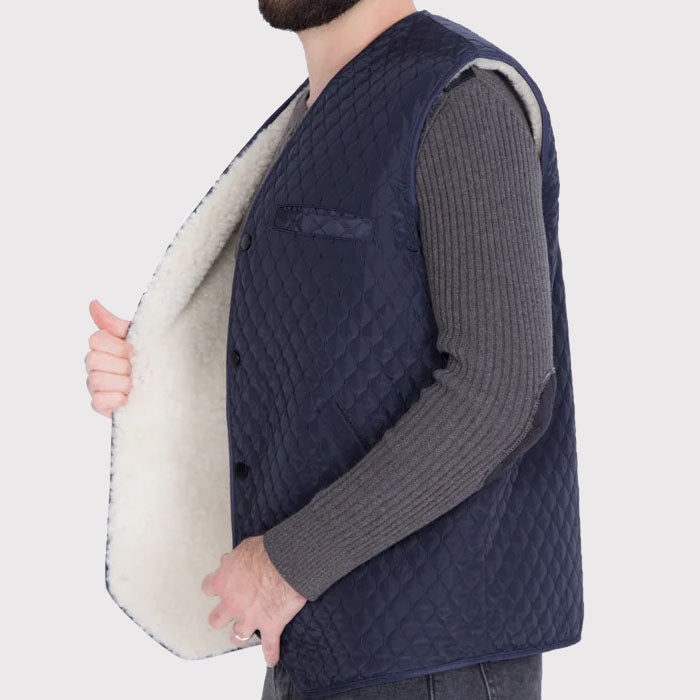 Men's Rancher Western Sheepskin Vest with Quilted Design
