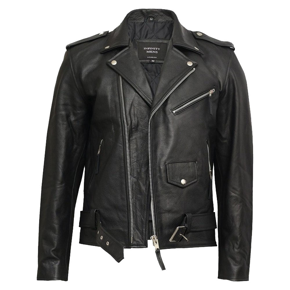 Men's Real Leather Brando Fringe Black Casual Biker Jacket