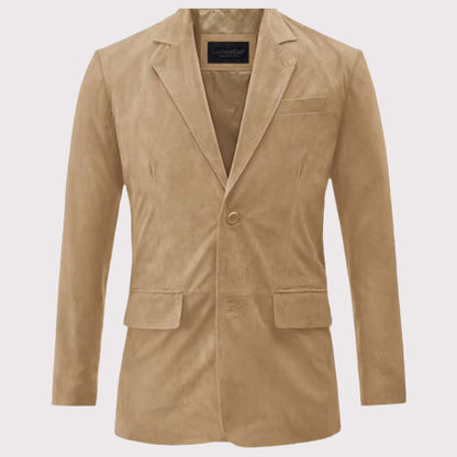 Real Suede Leather Blazer Coat