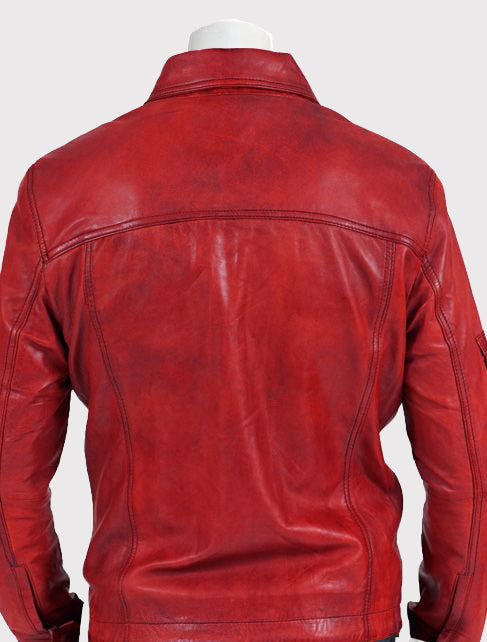 Men's Perfect Winter Wear Red Leather Jacket
