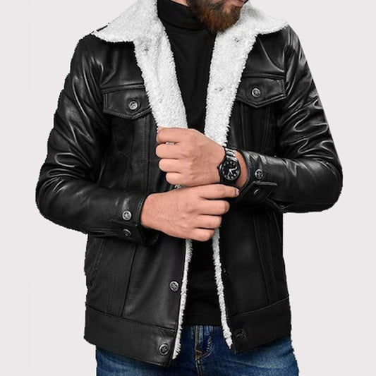 Shearling Leather Aviator Jacket