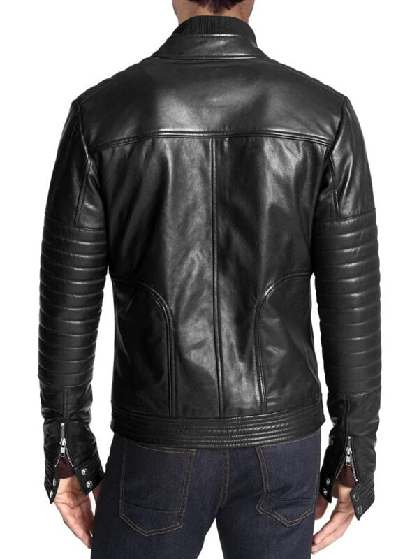 Men's Slim Fit Black Leather Motorcycle Jacket