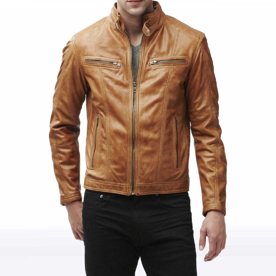 Men’s Slim Fit Brown Genuine Leather Jacket