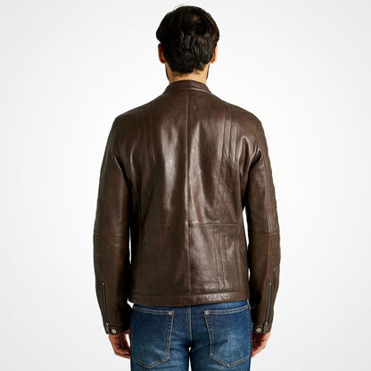 Men's Slim Fit Brown Leather Jacket