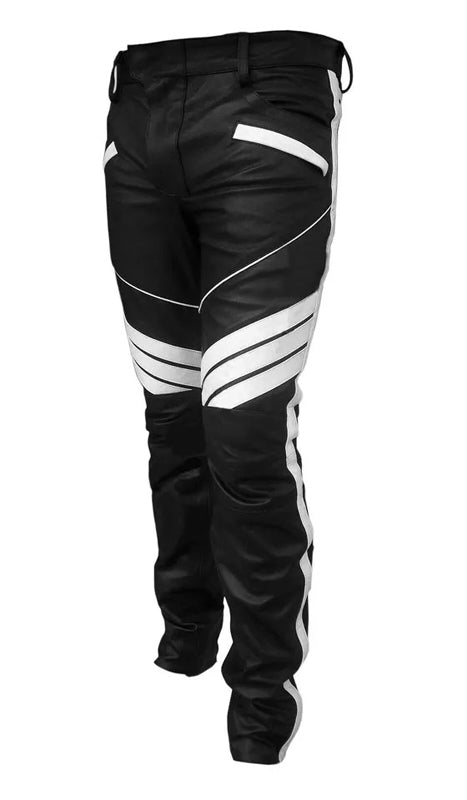 Men's Slim Fit Lambskin Leather Biker Pants