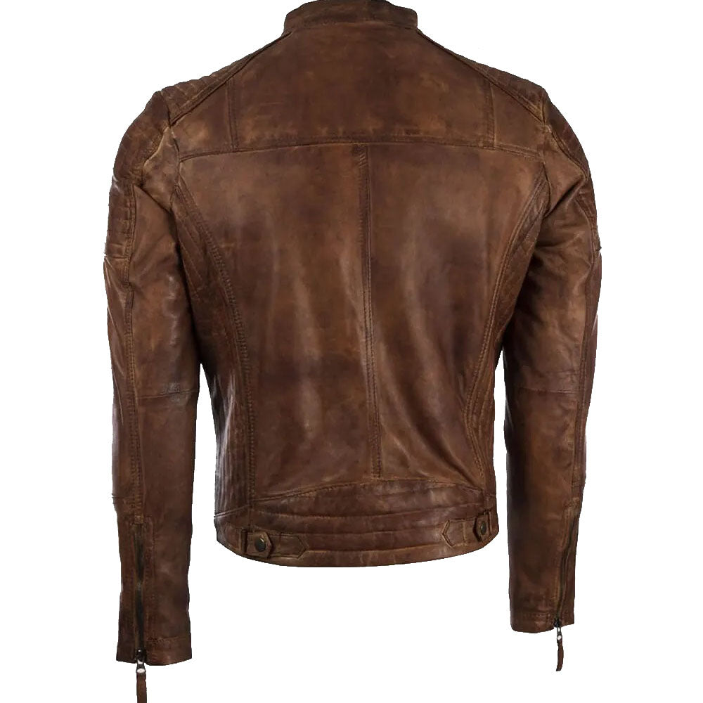 Men's Stylish Super Soft Vintage Leather Fitted Biker Jacket