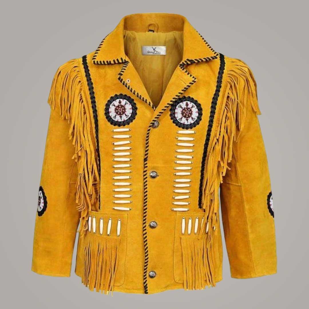 Men's Suede Leather Western Fringe Jacket