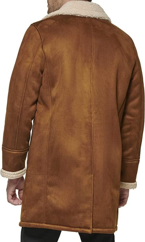 mens tan brown suede shearling leather coat