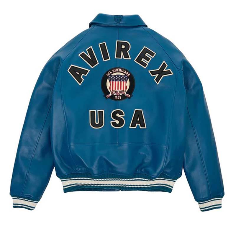 Men's Teal Varsity Leather Bomber Avirex Jacket