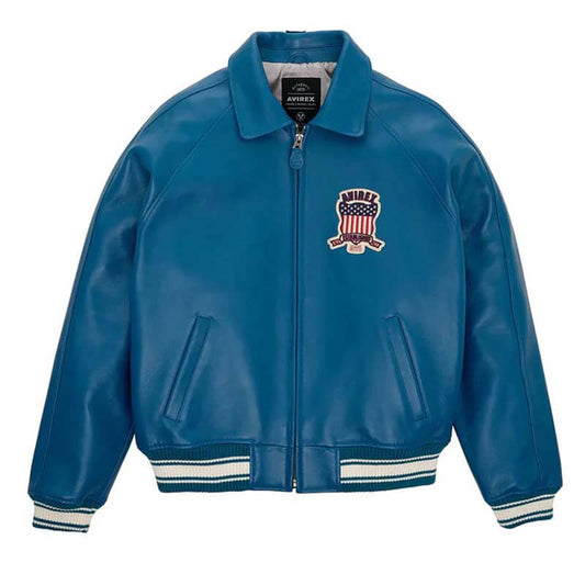 Men's Teal Varsity Leather Bomber Avirex Jacket