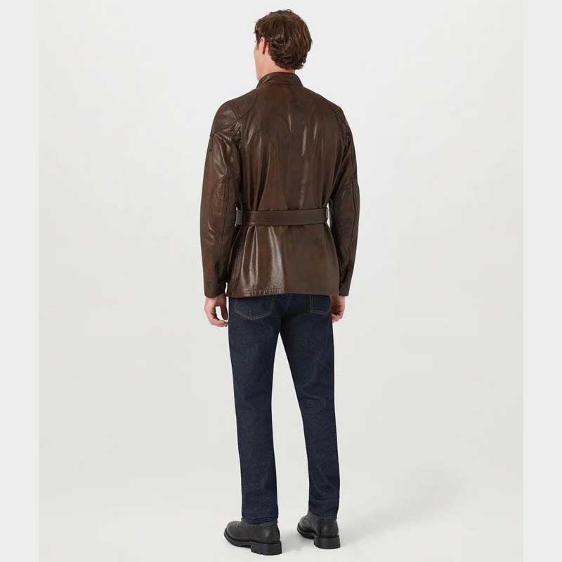 Men's motorcycle leather jacket in cowhide with bold biker look and streetwear appeal