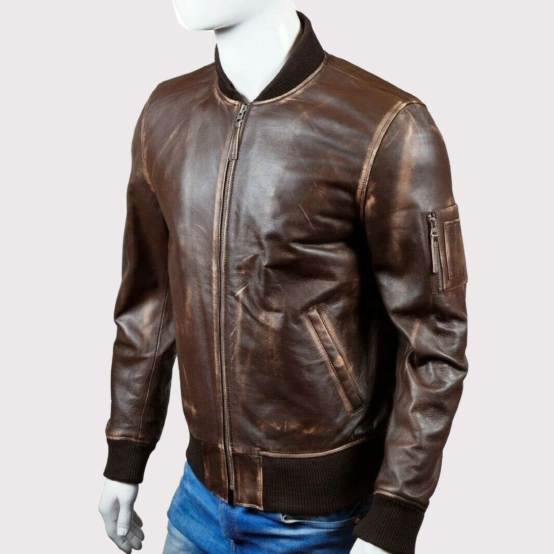 Vintage Brown Distressed Leather Jacket