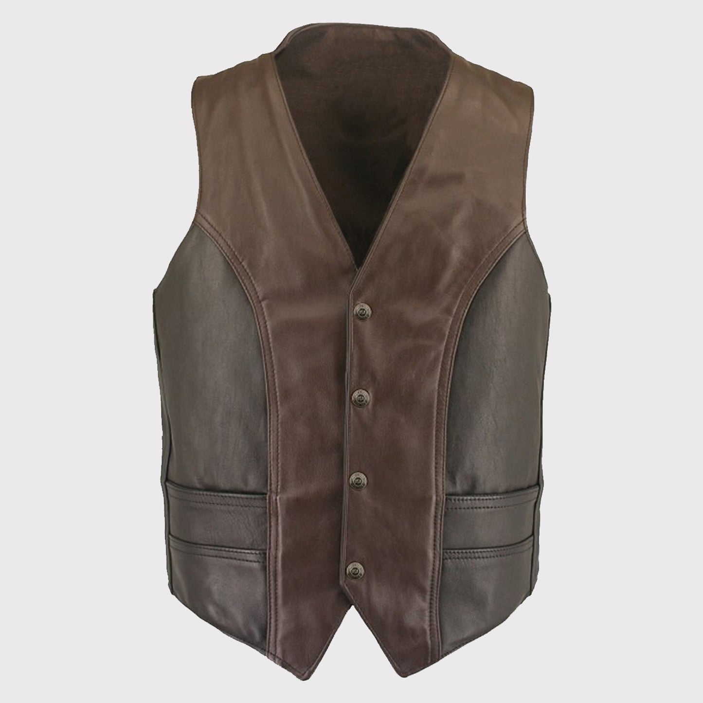 Men's Vintage Leather Vest - Classic Style - Brown Vest