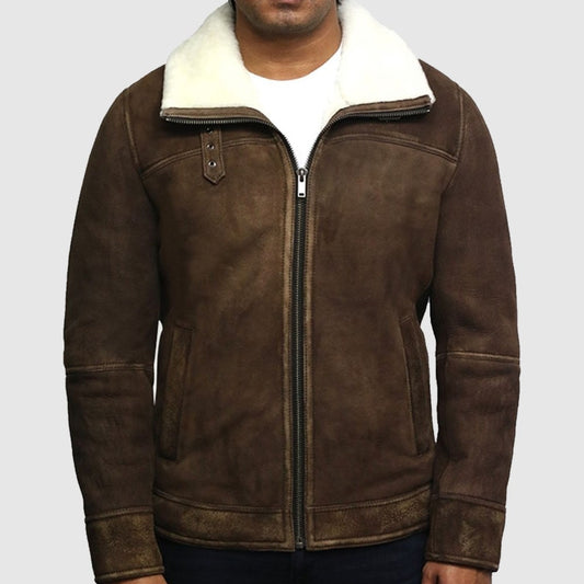 Men's Vintage Shearling Sheepskin Spanish Merino Leather Jacket