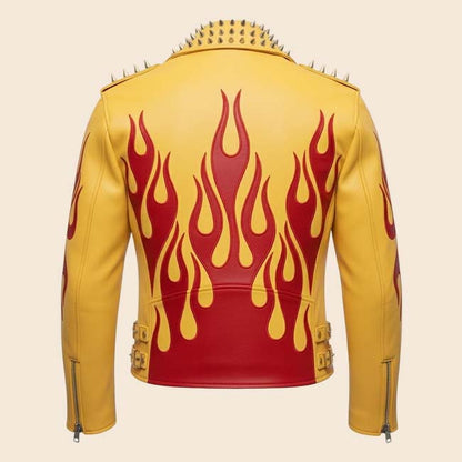 gothic punk cowhide motorcycle jacket for men
