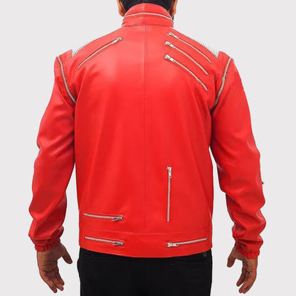 Michael Jackson 'MJ Beat It' Real Leather Biker Jacket for Men