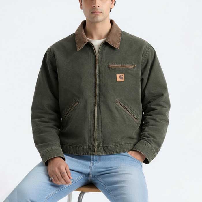 Moose Green J97 Detroit Style Canvas Workwear Jacket