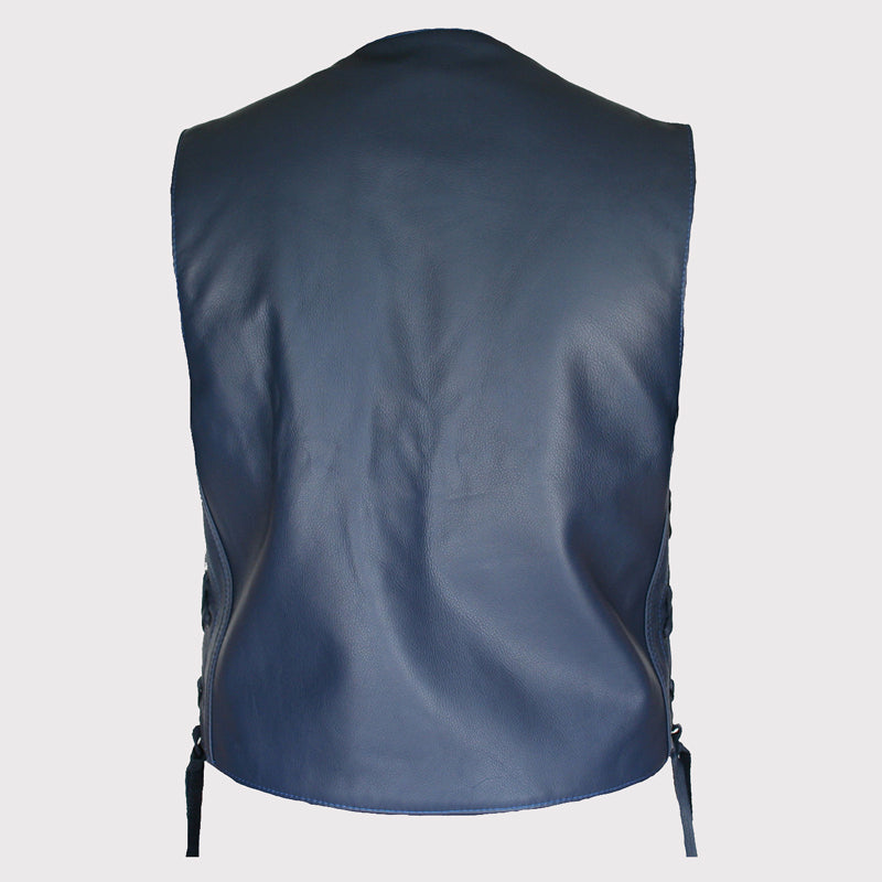 Navy Blue Leather Vest for Men