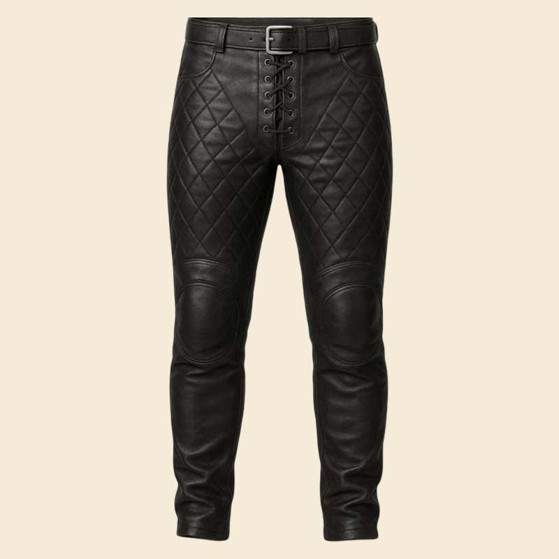 New black medieval leather pants for LARP and renaissance costume by Jackets Kingdom
