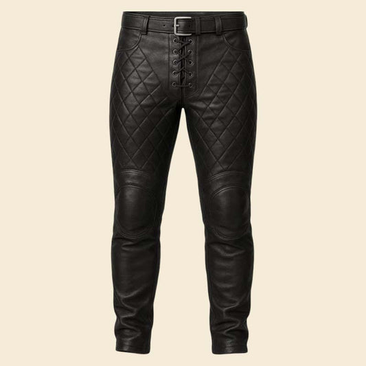 New black medieval leather pants for LARP and renaissance costume by Jackets Kingdom