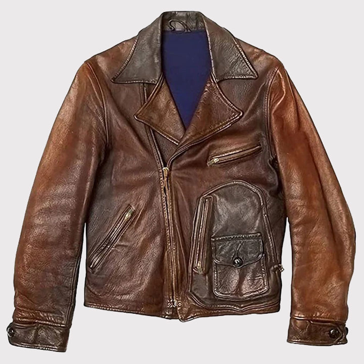 Vintage Charcoal Brown Leather Jacket for Men!