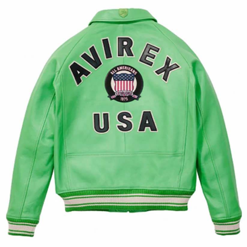 Icon Green Letterman Bomber Avirex Leather Jacket