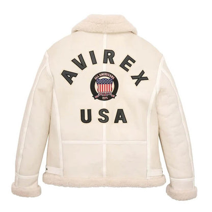 Off-White Shearling Avirex Leather Jacket