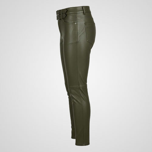 Jim Morrison inspired olive green leather pants