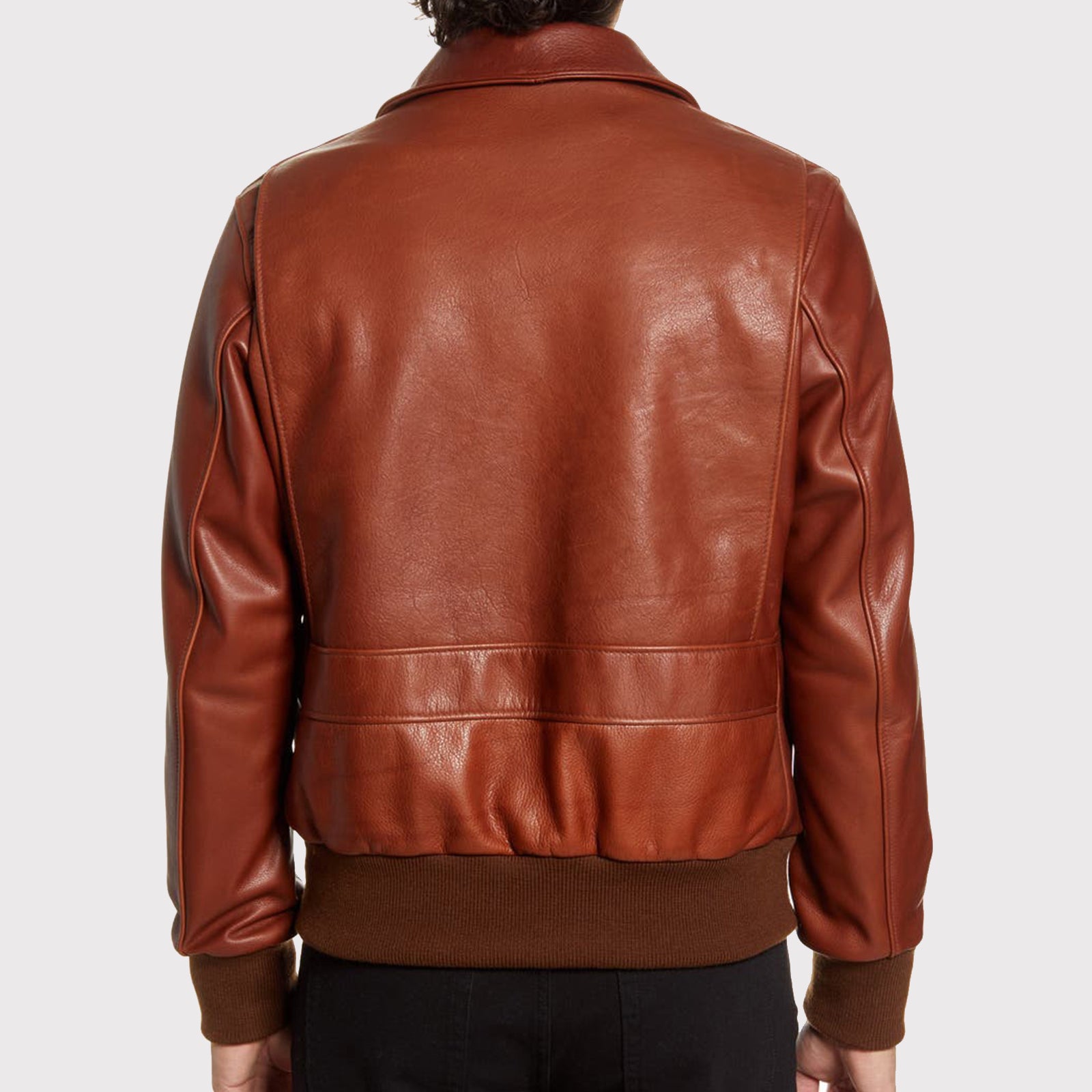 Pebble Texture Leather Bomber Jacket for Men