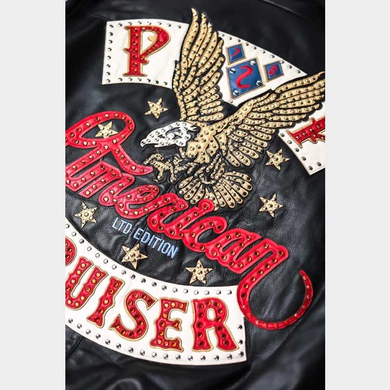 Pelle Pelle Black American Bruiser Plush Leather Jacket for Men Street Fashion