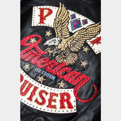 Pelle Pelle Black American Bruiser Plush Leather Jacket for Men Street Fashion