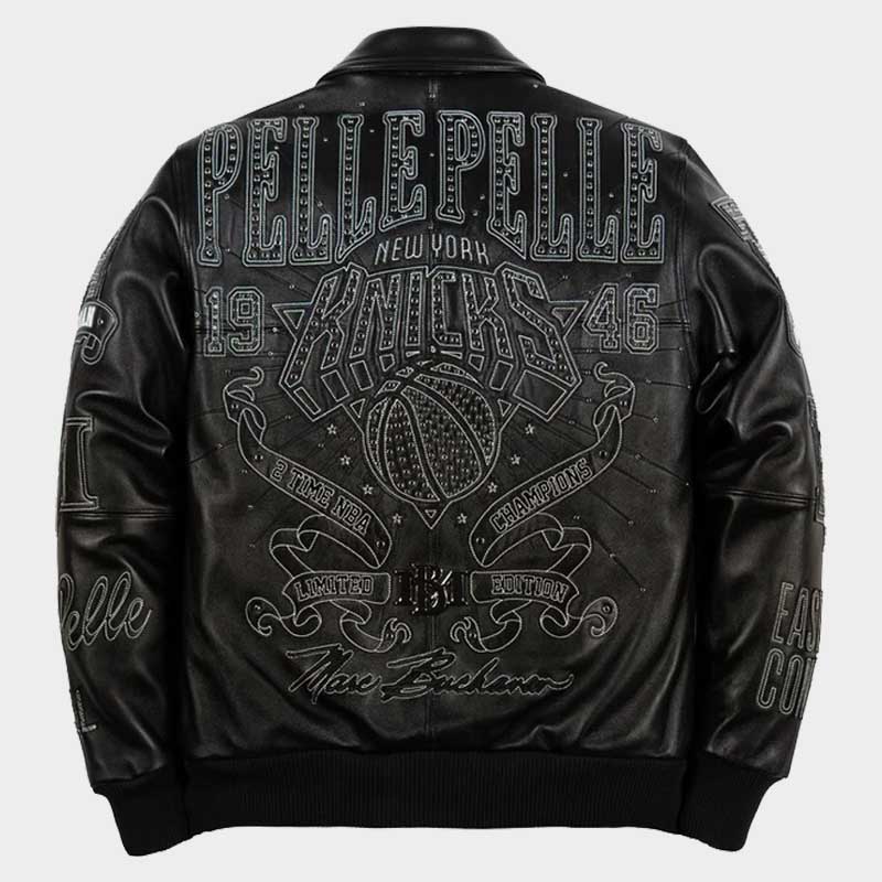 Pelle Pelle City of Knicks Black Genuine Leather Jacket for Men